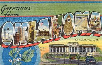 Featured is an Oklahoma big-letter postcard image from the 1940s obtained from the Teich Archives (private collection).